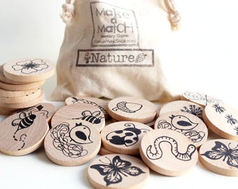 Nature Matching Game for Kids | Children's Memory Game | Montessori Educational Toy | Wood Puzzle | Toddler Make a Match