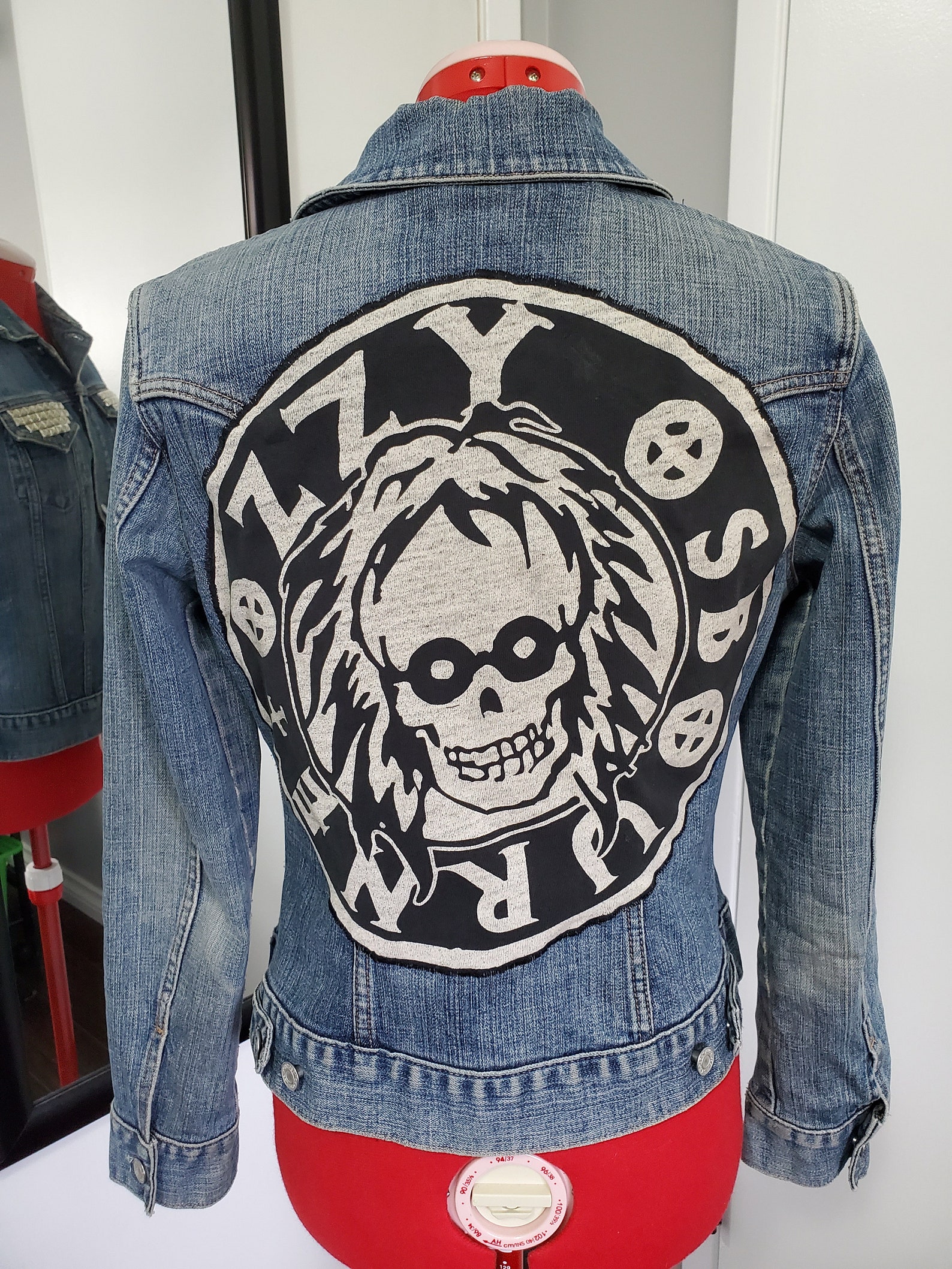 Reduced Ozzy Osbourne DIY Handmade Denim Jacket Studded Size | Etsy