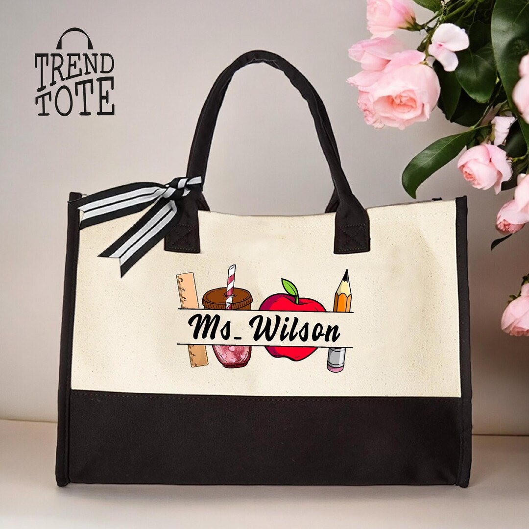 Personalized Teacher Canvas Tote Bag: Custom Appreciation Gift - Etsy
