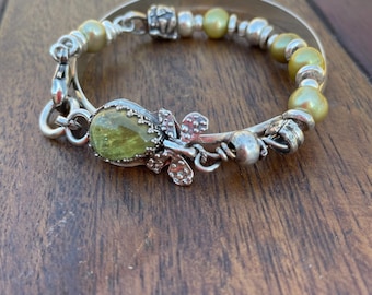 Artisan Jewelry  -  Sterling silver butterfly bracelet  -  Boho Bracelet  -  Pearl Bracelet  -  SimpleeSilver
