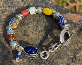 Handcrafted Jewelry  -  African Trade Bead Bracelet  -  Bold Artisan Bracelet  -  Boho Bracelet  -  Rustic Jewelry  -  SimpleeSilver