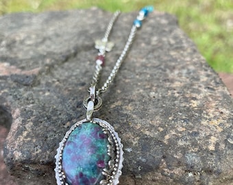 Artisan Jewelry  -  Handmade Jewelry  -  SimpleeSilver  -  Ruby Zoisite Pendant  -  Statement Necklace