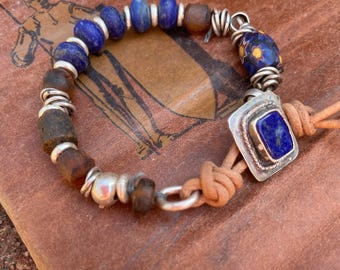 Handmade Jewelry  -  Artisan Jewelry  -  Rustic Bracelet  -  Boho Bracelet  -  Rustic Jewelry  -  SimpleeSilver  -  Lapis Lazuli Bracelet
