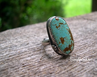 Natural Turquoise Ring  -  Sterling Silver Bezel Set Turquoise Ring  -  Pilot Mountain Turquoise Ring  -  Handmade Jewelry  -  SimpleeSilver