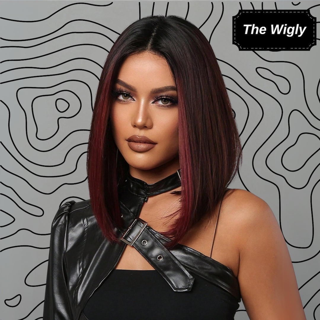 14 Inch Short Burgundy Wigs, Short Wigs, Woman Wigs  display picture 3