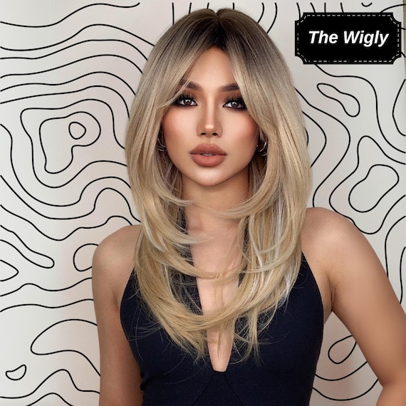Black to Blonde Ombre Wig: 24 Inch Layered Long Hair - Etsy display picture 1