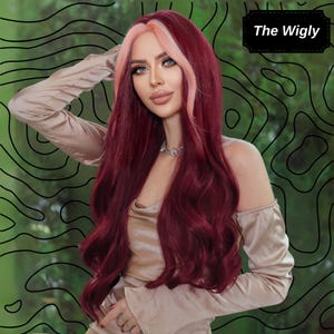 28 Inch Burgundy Long Wavy Wigs, Red Wigs, Burgundy Wigs, Ombre Wigs, Synthetic Wigs, Daily Wigs, Cosplay Wigs, Woman Wigs, Hair Wigs