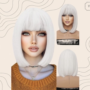 Witte Bob Pruik met Pony - 12 Inch Hittebestendig