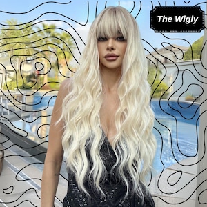 28 Inch Blonde Water Wave Wigs, Ombre Wigs, Heat Resistant Wigs, Long Wigs, Synthetic Wigs, Cosplay Wigs, Natural Wigs, Daily Wigs