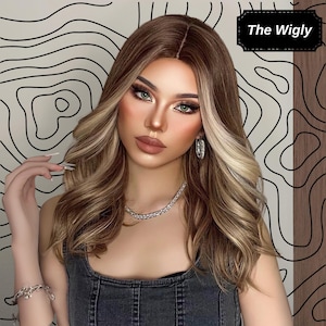 24 Inch Long Brown Wigs, Curly Brown Wig, Synthetic Wigs Wig, Blonde Wig, Brown Wig, Ombre Wig, Brown Blonde Wig, Cosplay Wig, Natural Wigs
