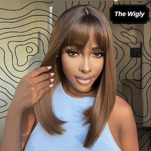 16 Inch Short Brown Wigs, Synthetic Wigs, Brown Hair, Short Wigs, Natural Wigs, Woman Wigs, Woman Hair, Hair Wigs, Cosplay Wigs, Daily Wigs