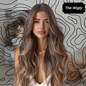 女性用ブラウンウィッグ、26インチのウェーブカーリーブラウンハイライトブロンドヘアウィッグ、人工毛ウィッグ、女性用ウィッグ、コスチュームウィッグ、デイリーウィッグ