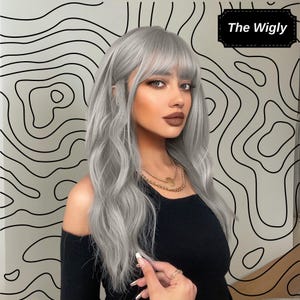 Long Gray Synthetic Wig - Heat Resistant, Wavy Style