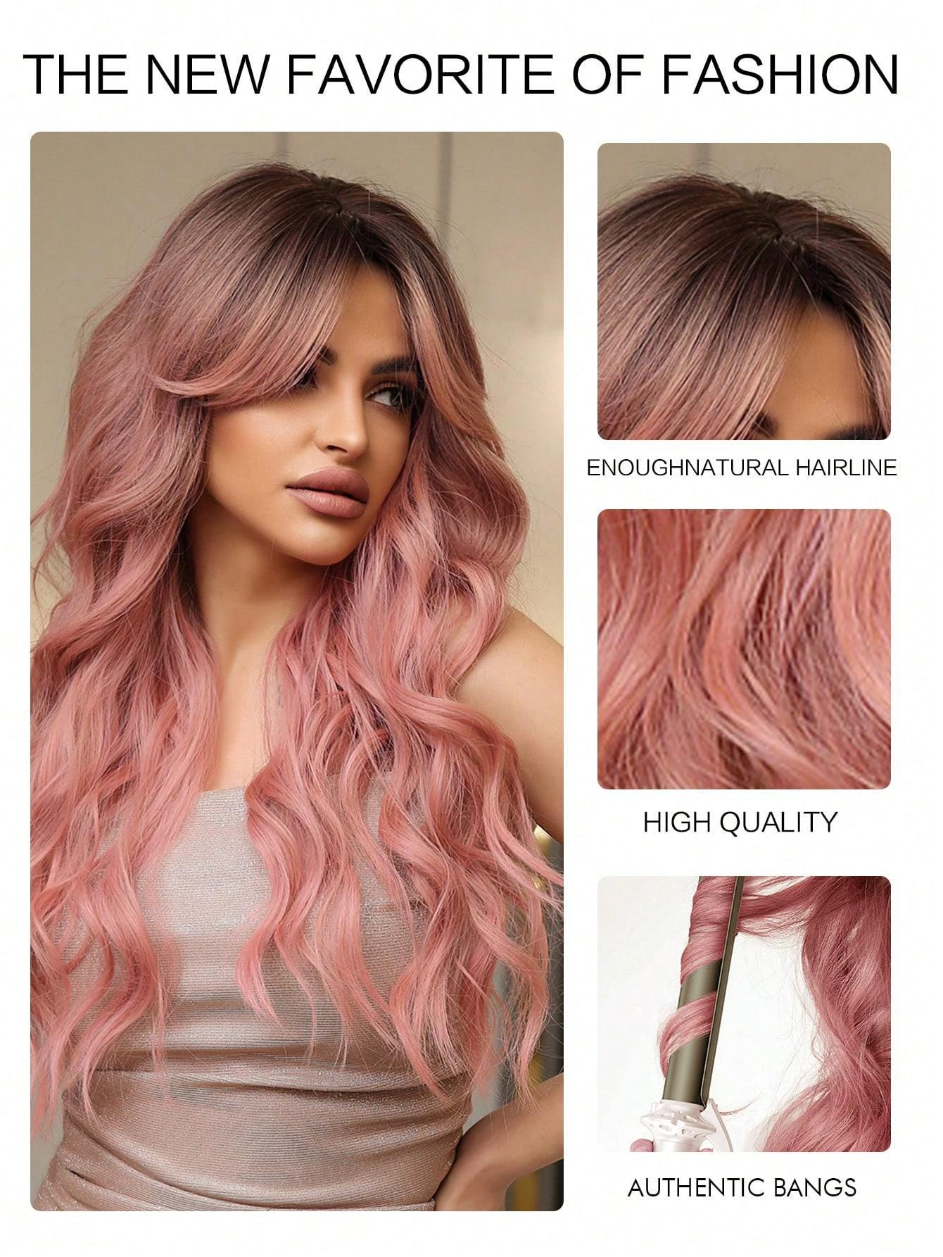 ✨NWT 26 Inch Butterfly Haircut Synthetic Wig ombré pink 26 Inch Butterfly Haircut Synthetic Wig, Pink Long Curly  main image 2