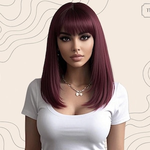 Rode Bob Pruik met Pony - 16 Inch Hittebestendig Synthetisch Haar