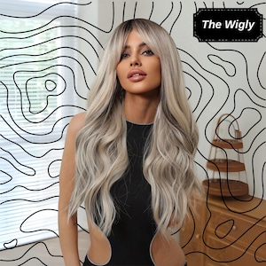22 Inch Ombre Gray Gradient Heat-Resistant Synthetic Wig , Long Gray Wig, Ombre Gray Wig, Gray Hair, Cosplay Wig, Daily Wig, Wig For Woman
