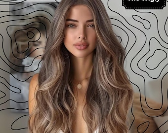 Long Brown Wavy Wig for Women - Blonde Highlights, Daily Wear