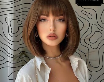 ブラウンウィッグ レディース リアルナチュラル ショートストレート 
