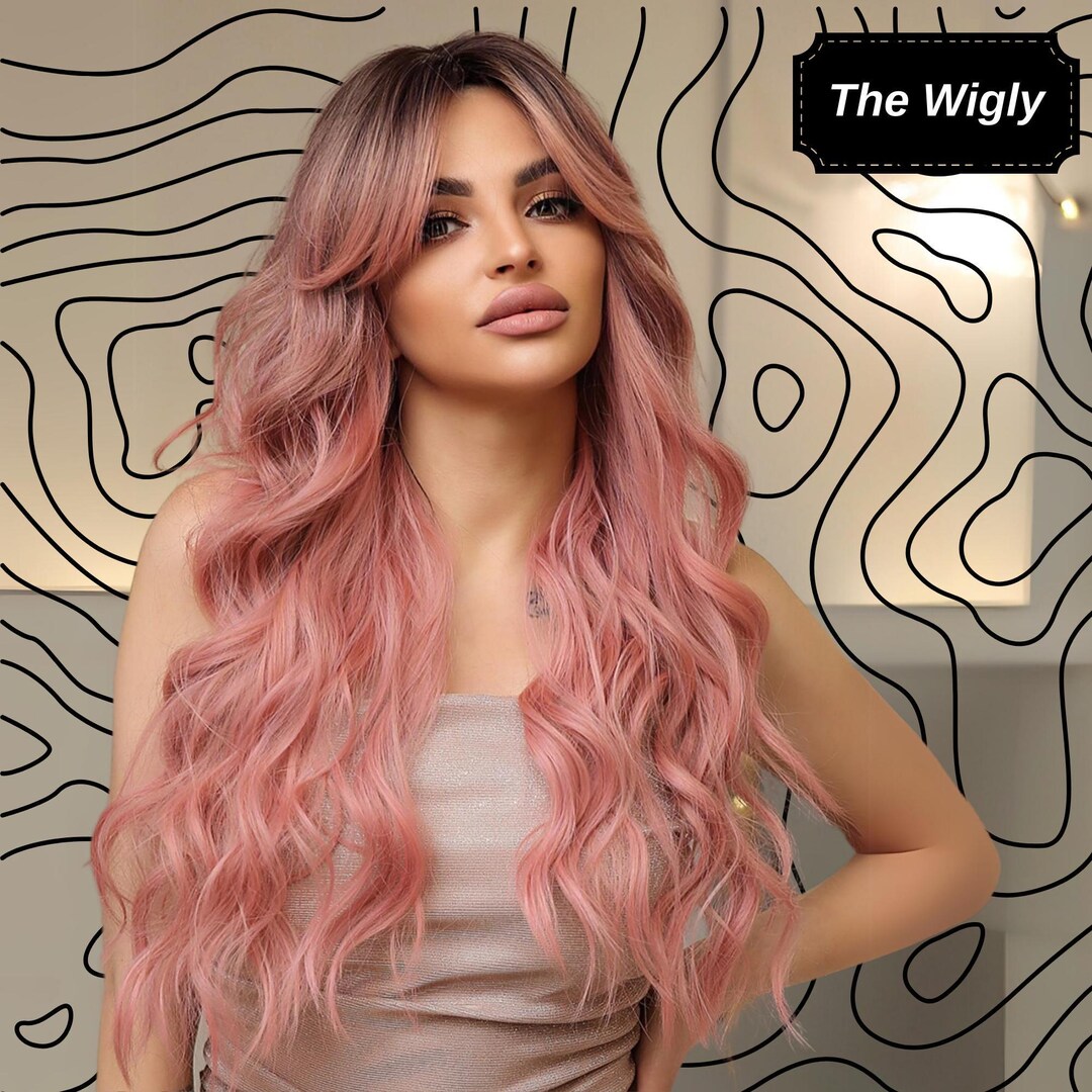 Pink Butterfly Haircut Wig, Long Curly Ombre (26 Inches) - Etsy display picture 2