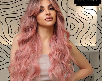Pink Butterfly Haircut Wig, Long Curly Ombre (26 Inches) - Etsy