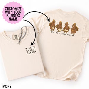 Custom Bakery Shirt, Thanksgiving Turkey Bakery Tee, Small Business Logo Tee, Baker Uniform, Bread Shop Staff Shirt, Fall Bakery Merch