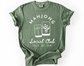 Comfort Colors® Mahjong Social Club Shirt, Mahjong Lover Tee, Matching Mahj Group Shirt, Mahj Tile Game Tee, Mahjong Gift, Mahj Tee