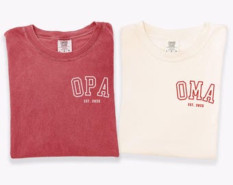 Oma Opa Shirt, Custom Est Year Christmas Grandparent Shirt, Personalized Oma and Opa Gift, Custom Grandparent Tee, Family Matching Shirt,