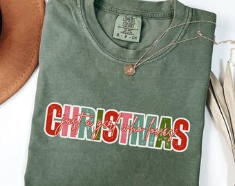 Just a Girl Who Loves Christmas Comfort Colors T-Shirt, Festive Xmas Graphic Tee for Women & Girls, Bright Colorful Holiday Cheer Shirt