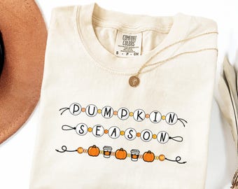 Comfort Colors® Pumpkin Season T-Shirt, Cozy Fall Coffee Shirt, Autumn Pumpkin Spice Tee, Thanksgiving Outfit, Cute Fall Graphic Shirt