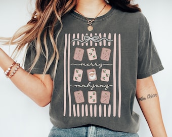 Merry Mahjong Shirt, Mahjong Christmas Shirt, Holiday Mahjong Tee, Cute Mahjong December Shirt, Christmas Mahjong Party T-Shirt