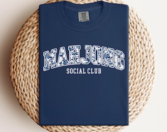 Comfort Colors® Mahjong Social Club Shirt, Mahjong Lover Tee, Matching Mahj Group Shirt, Mahj Tile Game Tee, Mahjong Gift, Mahj Tee