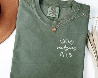 Comfort Colors® Mahjong Social Club Shirt, Mahjong Lover Tee, Matching Mahj Group Shirt, Mahj Tile Game Tee, Mahjong Gift, Mahj Tee