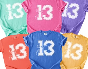 13th Birthday Shirt Gift, 13th Birthday Gifts For Girl, Thirteenth Bday, Thirteen Bow Tee, 13th Birthday Gift Girl, Official Teenager Tee