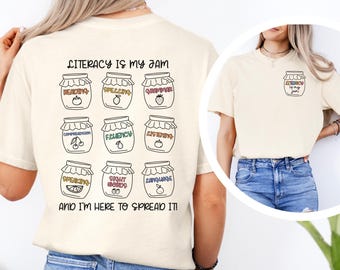 Literacy Teacher Shirt, Comfort Colors Literacy is My Jam, Literacy Specialist Tee, English Coach, Reading Teacher Shirt, Back To School