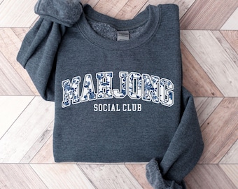 Mahjong Social Club Sweatshirt, Mahjong Player Gift, Mahjong Crew Shirt, Mahjong Game Night, Mahjong Club Sweater, Mahjong Lovers Pullover