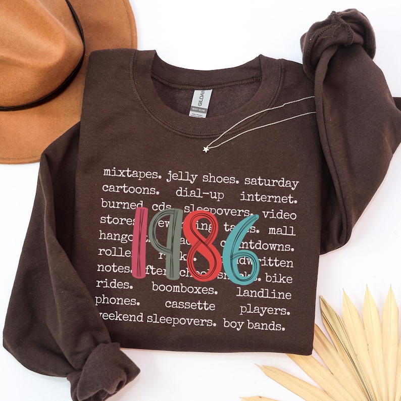 Sudadera de 40 cumpleaños, Sudadera de 1986, Regalos de 40 cumpleaños para mujeres, Cumpleaños de 1986, Sudadera nostálgica para personas de 40 años, Cumpleaños de 1986 Dark Chocolate