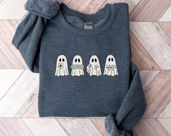 Halloween Mahjong Sweatshirt, Ghost Mahjong Sweatshirt, Spooky Season Tile Game Shirt, Mahjong Group Costume Idea, Halloween Game Shirt