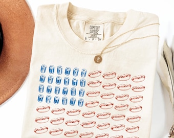 Funny 4th of July Shirt, Hot Dog American Flag Tee, BBQ Party Shirt, Patriotic Food Shirt, Cookout Shirt, Comfort Colors Graphic Tee