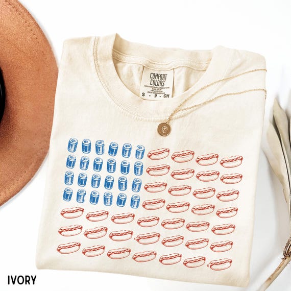 Funny 4th of July Shirt, Hot Dog American Flag Tee, BBQ Party Shirt, Patriotic Food Shirt, Cookout Shirt, Comfort Colors Graphic Tee