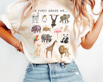 Comfort Colors First Grade Teacher Shirt, 1st Grade Teacher Shirt, Zoo Animal Teacher Tee, Safari Teacher Tee, Back to School Teacher Shirt
