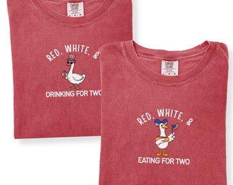 Pregnancy Announcement Shirt, 4th of July Matching Mom Dad Shirts, Baby Reveal Tee, Patriotic Couples Pregnancy Gift, Eating For Two