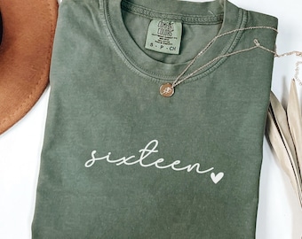 16th Birthday Shirt Gift, 16th Birthday Gifts For Girl, Sixteenth Bday, Sixteenth Heart Tee, 16th Birthday Gift Girl, Sweet 16 Tee Gift