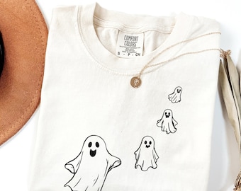 Comfort Colors Ghost Shirt, Comfort Colors Halloween Tee, Cute Ghost T-Shirt, Spooky Season Shirt, Fall Graphic Tee, Fall Aesthetic Shirt