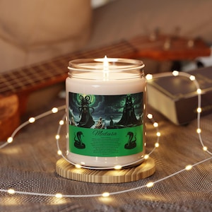 Soy Candle, Medusa Design, 9oz, Greek Mythology Candle, Prayer to Medusa, Honoring Medusa, Unique Candle Gift, Mythical Decor