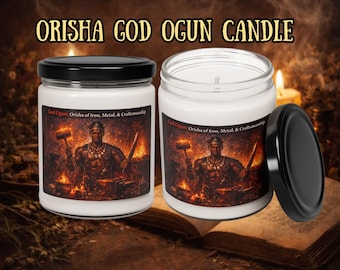 Orisha Ogun Candle | Work Success, Justice & Iron Will, Hoodoo Ritual Soy Candle