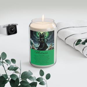 Scented Candle, 13.75oz, Prayer to Medusa, Powerful Picture of Medusa, Divine Feminine Candle, Ritual Candle, Dark Goddess Candle