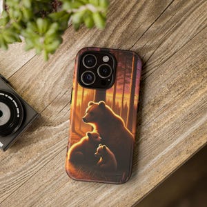 Bear Family Phone Case, Tough Cases for Nature Lovers, Cute Wildlife Phone Cover, Animal Protection Case, Gift for Outdoors Enthusiasts
