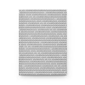 May include: A black and white image of a repeating pattern of binary code, consisting of 0s and 1s.