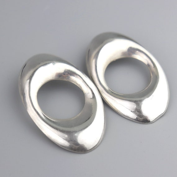 Vintage Mexican Modernist BIG Hoop Earrings, Taxco