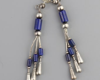 Handmade Lapis Lazuli Sterling Silver Dangle Earrings